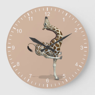 Funny Sporty Giraffe Large Clock