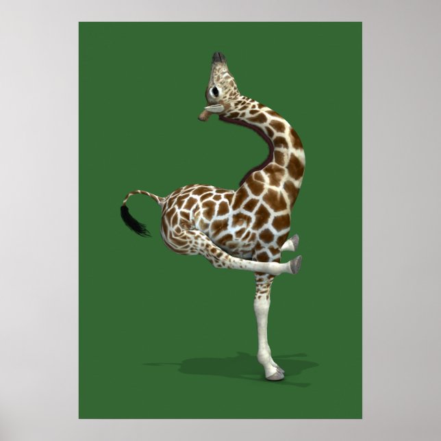 Funny Sporty Giraffe Poster (Front)