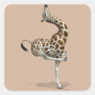 Funny Sporty Giraffe Square Sticker