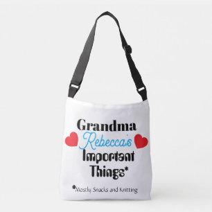 Funny Sporty Grandma's Things Personalised Name Crossbody Bag