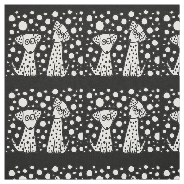 Funny Spotted Dogs Abstract Fabric (Swatch)