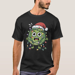Funny Sprout Christmas Lights Santa Hat Women Men  T-Shirt