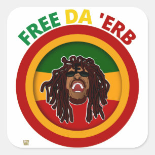 funny square sticker "FREE DA 'ERB"