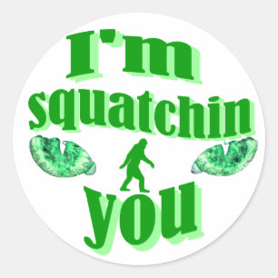 Funny squatching classic round sticker