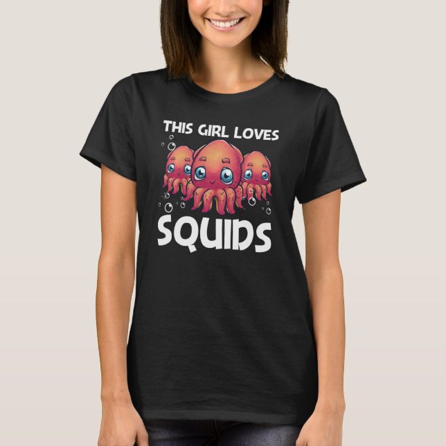 Funny Squid For Girls Kids Octopus Shore Kraken Co T-Shirt (Front)