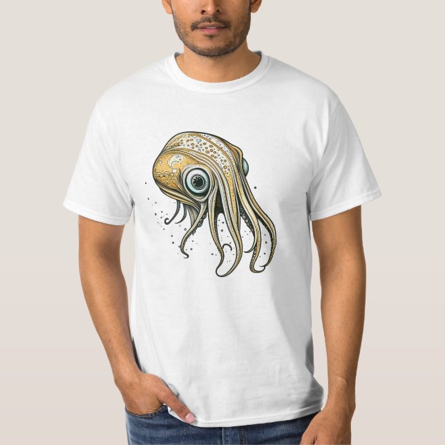 Funny Squid Line Art T-Shirt (Front)