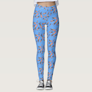 Funny squid school with bubbles cartoon leggings