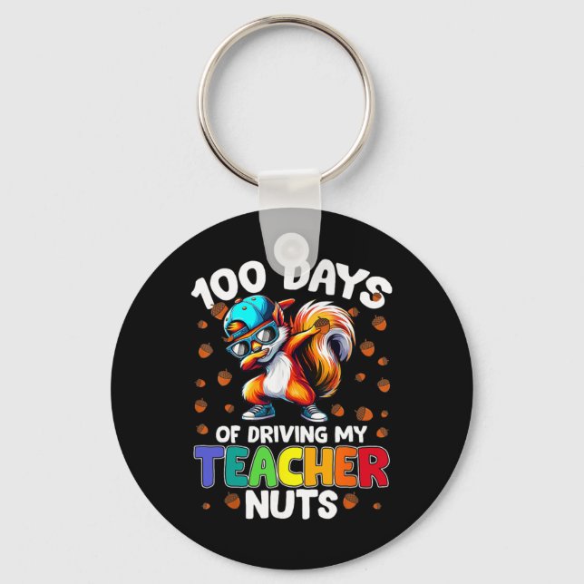 Funny Squirrel 100 Days Of Driving My Teacher Nuts Key Ring (Front)