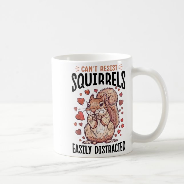 Funny Squirrel Animal Can't Resist Squirrels, Easi Coffee Mug (Right)