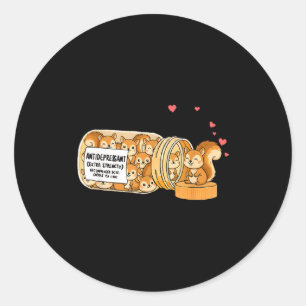 Funny Squirrel Anti Depressant Zoo Boys Girls Kids Classic Round Sticker