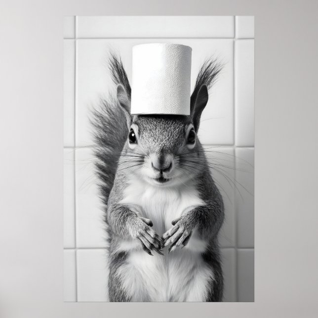 Funny Squirrel Bathroom Print Retro Toilet Paper (Front)