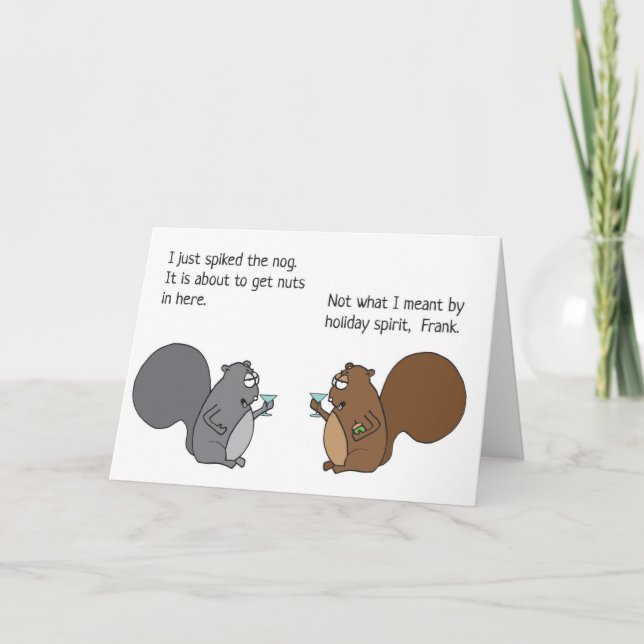 Funny Squirrel Christmas Card Egg Nog (Front)