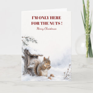 Funny Squirrel Christmas Nuts Winter Watercolor Holiday Card