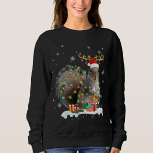 Funny Squirrel Christmas Reindeer Christmas Lights Sweatshirt