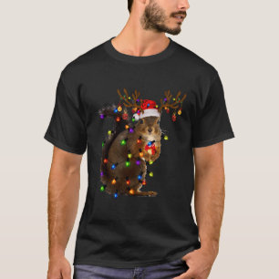 Funny Squirrel Christmas Reindeer Christmas Lights T-Shirt