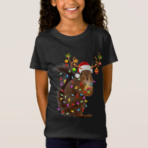 Funny Squirrel Christmas Reindeer Christmas Lights T-Shirt