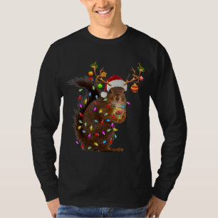 Funny Squirrel Christmas Reindeer Christmas Lights T-Shirt