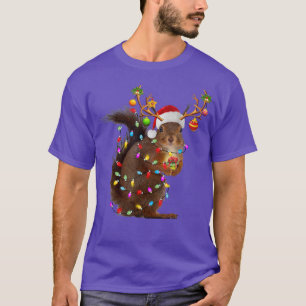 Funny Squirrel Christmas Reindeer Christmas Lights T-Shirt