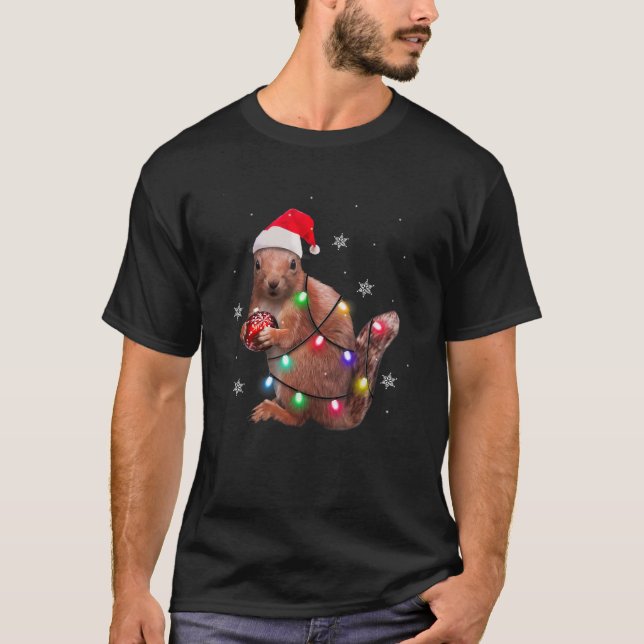 Funny Squirrel Christmas Tree Ornament Decor Gift  T-Shirt (Front)