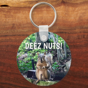 Funny Squirrel Deez Nuts Adult Humour Key Ring