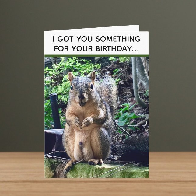 Funny Squirrel Deez Nuts Inappropriate Birthday Card (Creator Uploaded)