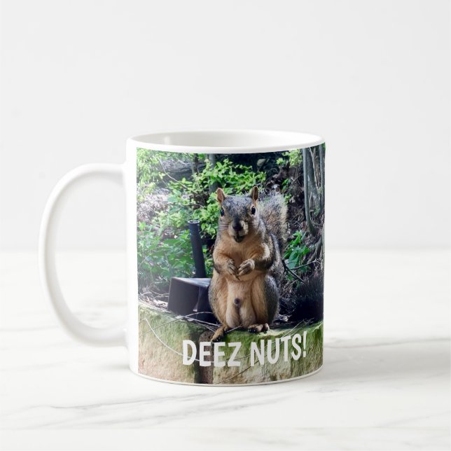 Funny Squirrel Deez Nuts Inappropriate Humour Coffee Mug (Left)