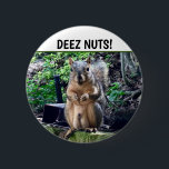 Funny Squirrel Deez Nuts Inappropriate Humour Phot 6 Cm Round Badge<br><div class="desc">DEEZ NUTS! A hilarious squirrel play on words joke about his nuts. Crude humour for an adult. Make your friends laugh with this pop culture quote.</div>