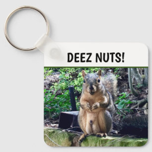 Funny Squirrel Deez Nuts Inappropriate Humour Phot Key Ring