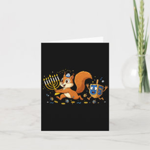 Funny Squirrel Dreidel Menorah Hanukkah Kids Women Card