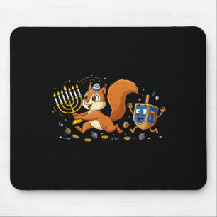 Funny Squirrel Dreidel Menorah Hanukkah Kids Women Mouse Mat
