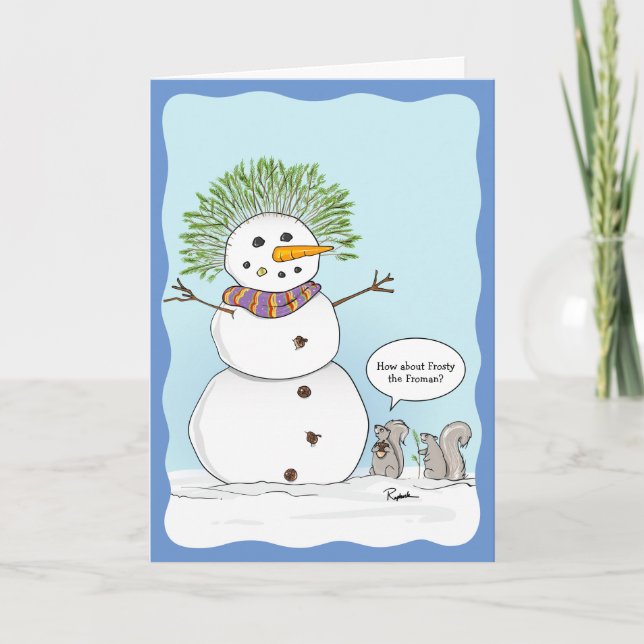 Funny Squirrel Frosty Christmas Holiday Card (Front)