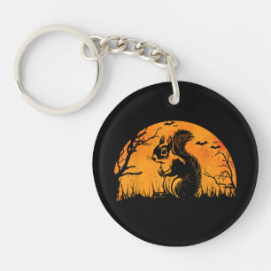 Funny Squirrel Halloween Silhouette Spooky Squirre Key Ring