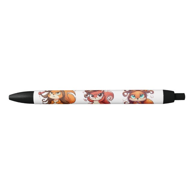 Funny Squirrel Illustration – Glamourous Bad Hair  Black Ink Pen (Front)