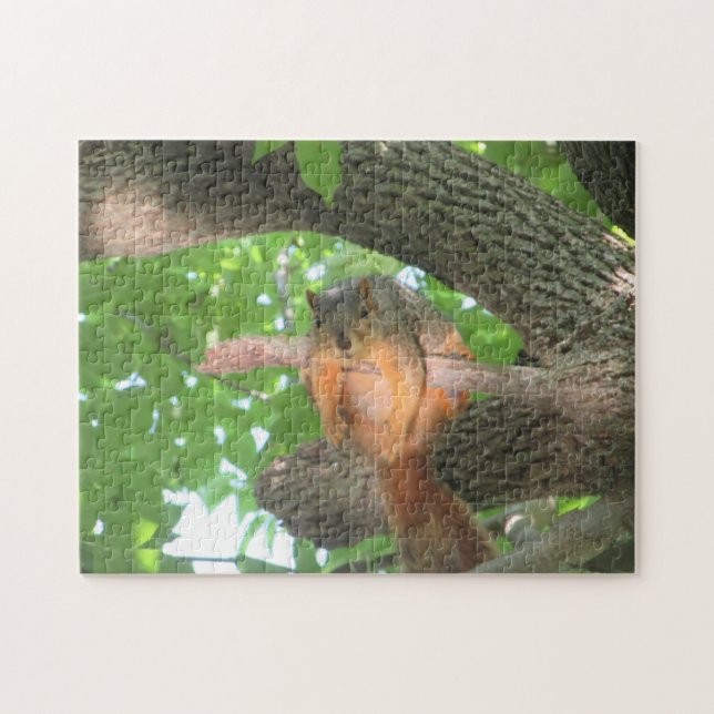 Funny Squirrel just Hanging out in Tree Jigsaw Puzzle (Horizontal)