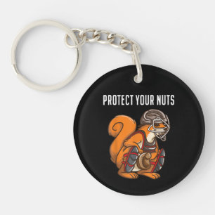 Funny Squirrel Lover Baseball Catcher Gift Boys Gi Key Ring