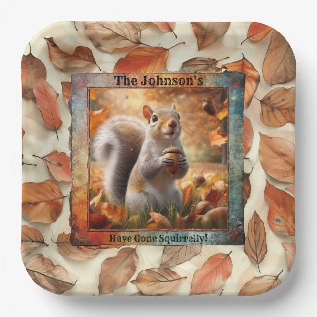 Funny Squirrel Paper Plate (Front)