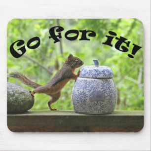 Funny Squirrel Picture ~ Go For It! Mouse Mat