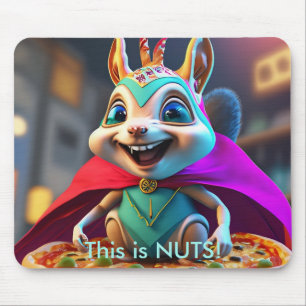 Funny Squirrel Pizza Nuts Design Mouse Mat