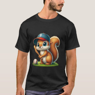 Funny Squirrel Playing Baseball Catcher Boys Girls T-Shirt