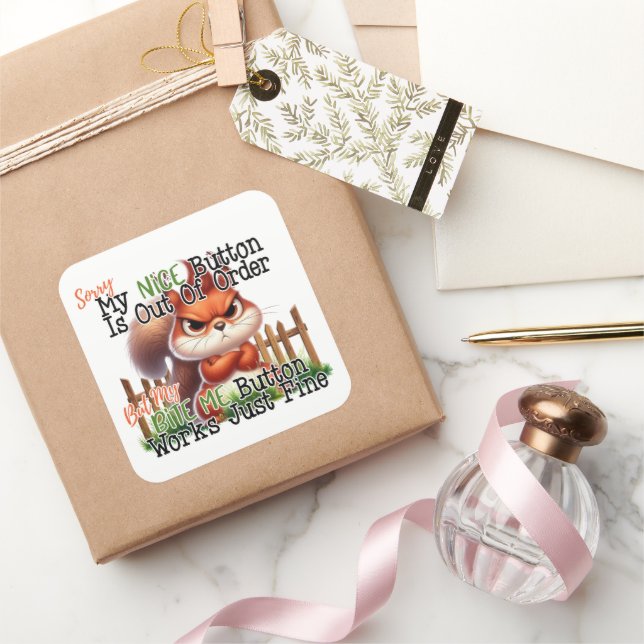 Funny Squirrel  Square Sticker (Gifting)