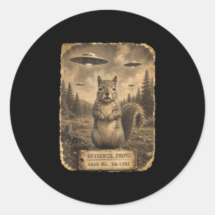 Funny squirrel ufo evidence photo alien humour  classic round sticker