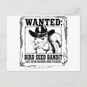 Funny Squirrel Wanted Poster   Bird Seed Bandit Co Postcard