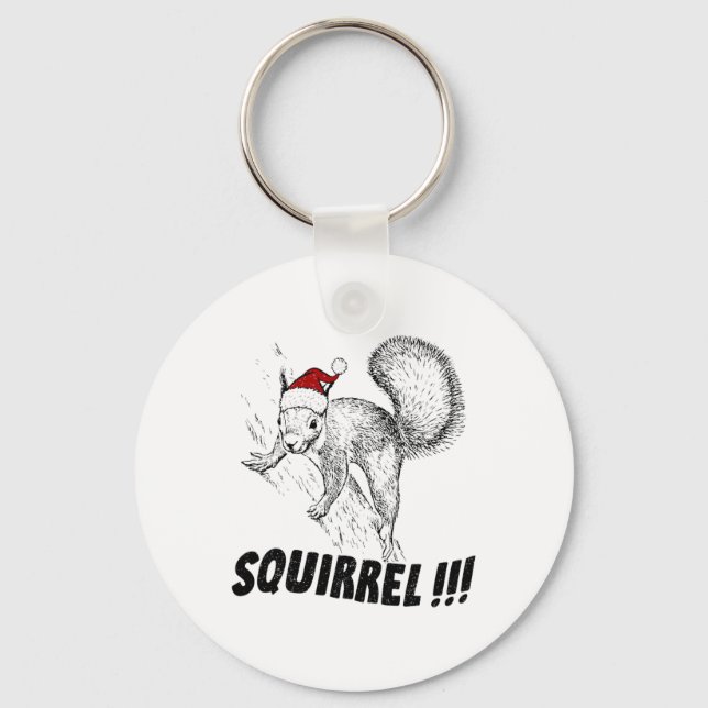Funny Squirrel With Hat Christmas Vacation Old Fas Key Ring (Front)