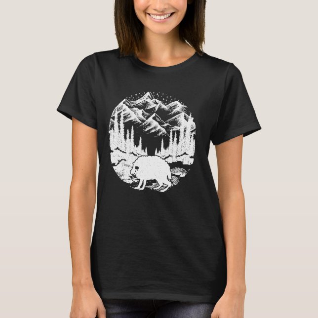 Funny Squonk in Forest Mountains Stars Cryptid Int T-Shirt (Front)