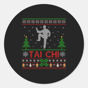 Funny Srts Lover Santa Ugly Tai Chi Christmas Classic Round Sticker