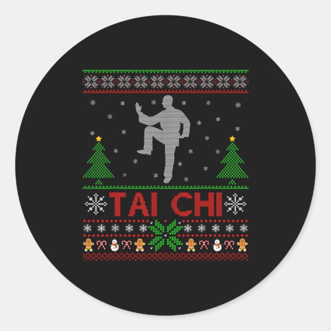 Funny Srts Lover Santa Ugly Tai Chi Christmas  Classic Round Sticker (Front)