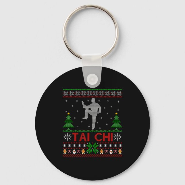 Funny Srts Lover Santa Ugly Tai Chi Christmas  Key Ring (Front)