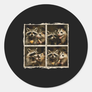 Funny Ssum And Raccoon Photobooth Selfie Trash Fer Classic Round Sticker