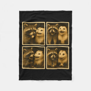 Funny Ssum And Raccoon Photobooth Selfie Trash Fer Fleece Blanket