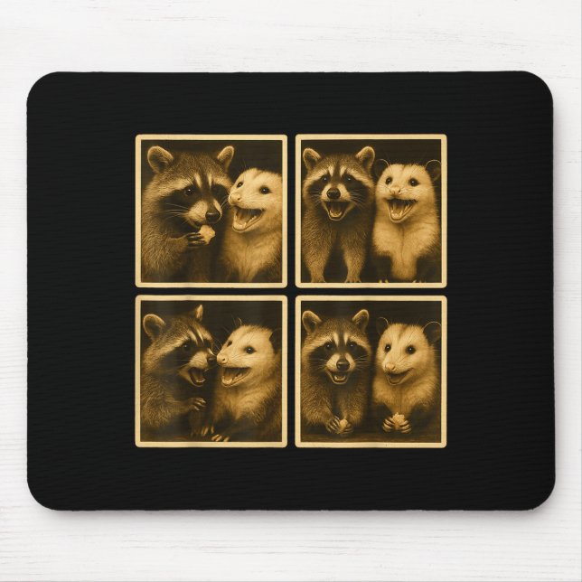 Funny Ssum And Raccoon Photobooth Selfie Trash Fer Mouse Mat (Front)